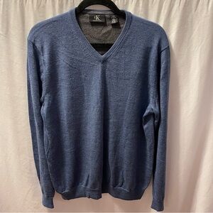 Calvin Klein Extra Fine 100% Merino Wool V-neck Sweater Large Layering Fall